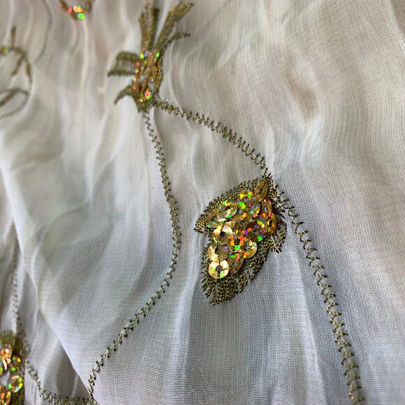 Peter Nygard Woman Sz 18 Gold Holographic Sparkle Semi Sheer Long Sleeve Blouse - Picture 11 of 12